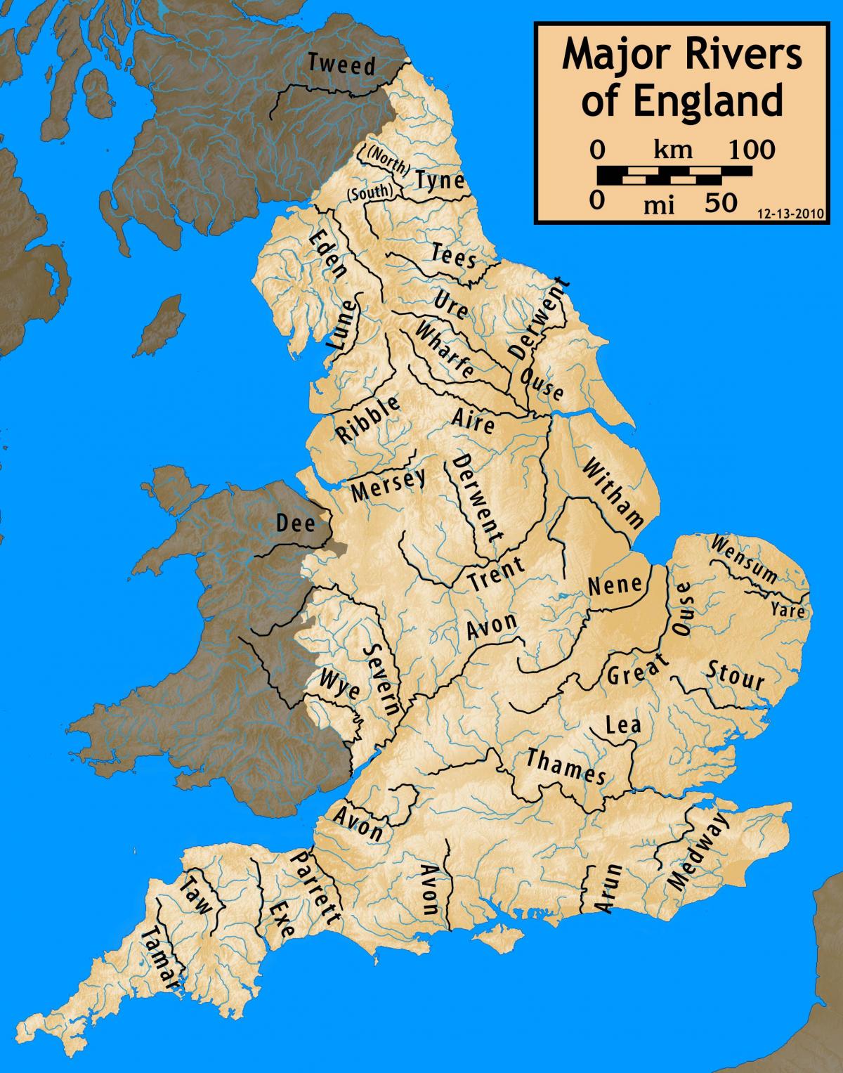 Rivers in United Kingdom (UK) map